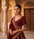 Antique Gold Ruby Jhumka Earrings – Handcrafted Ethnic Temple Jewelry with Pearl Accents