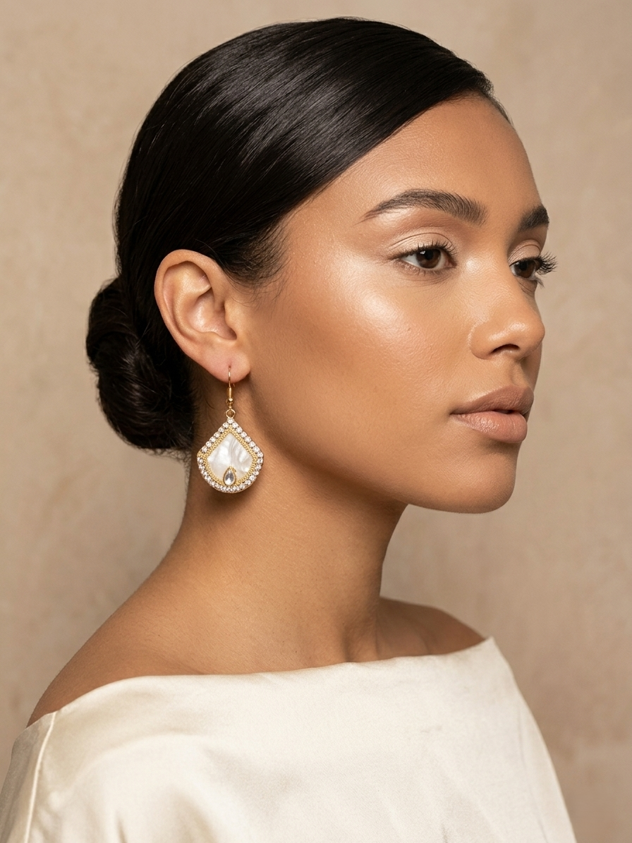 Ornate Vintage Rhinestone Drop Earrings – Gold & Crystal