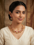 Royal Ruby & Emerald Floral Necklace Set