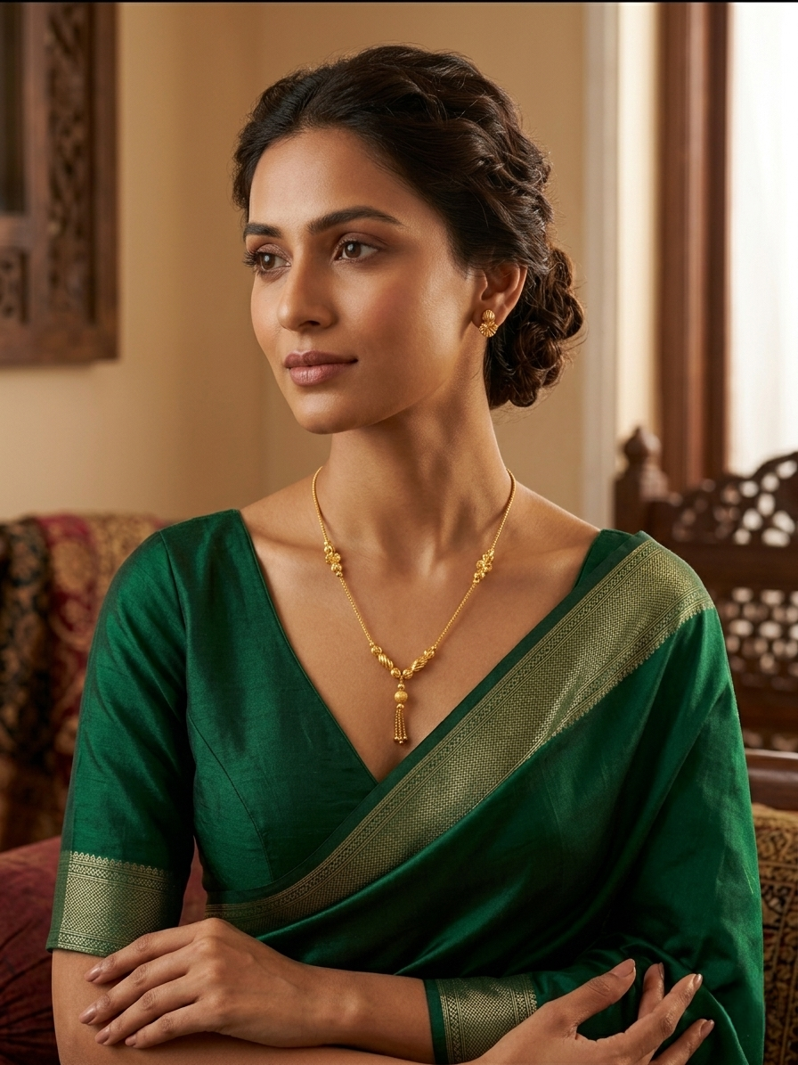 Elegant Gold-Plated Beaded Tassel Necklace for Women – Imitation Jewellery
