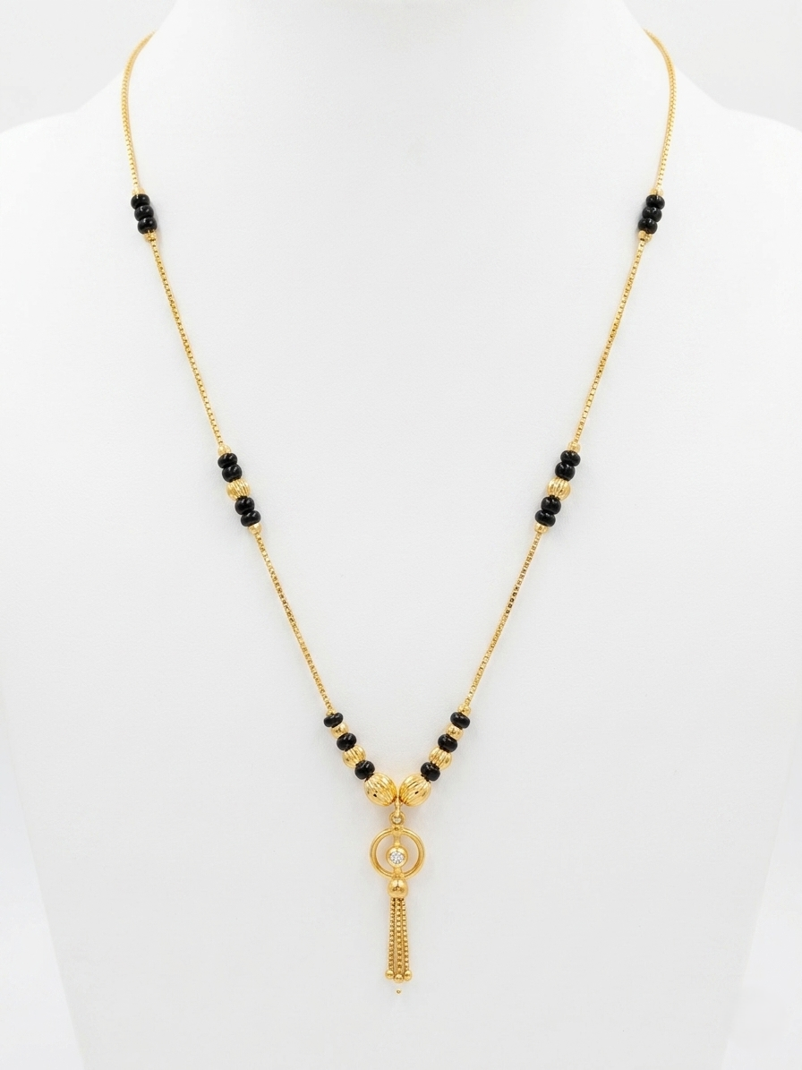 Imitation Gold Necklace with Black Beads – Wear Neck Traditional Design