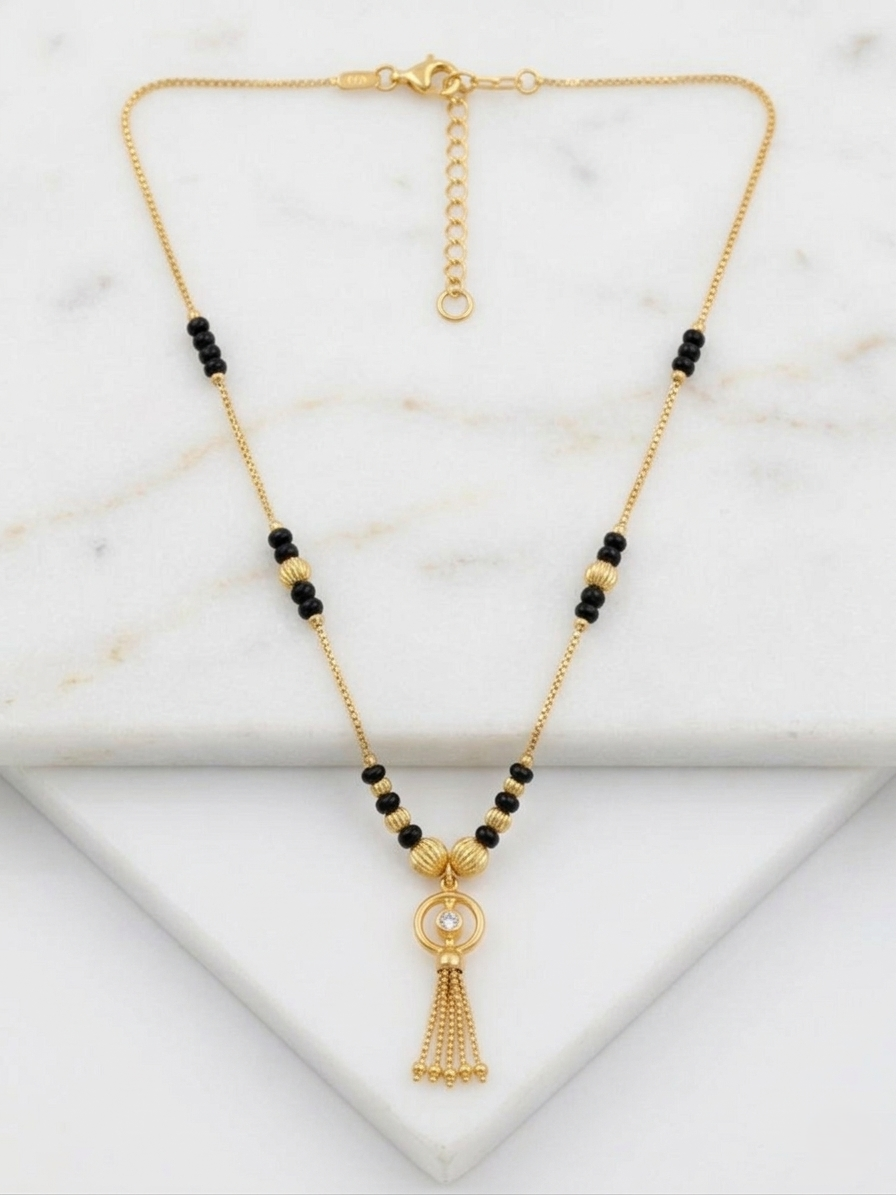 Imitation Gold Necklace with Black Beads – Wear Neck Traditional Design