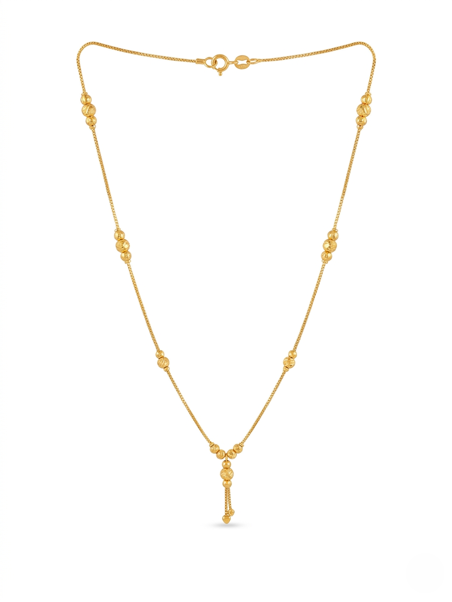Elegant Gold-Plated Textured Bead Tassel Necklace for Women – Premium Imitation Jewellery