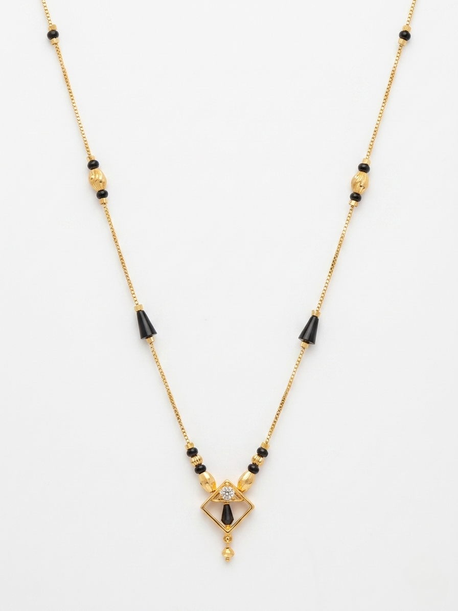 Elegant Black Bead Gold-Plated Pendant Necklace for Women – Imitation Jewellery