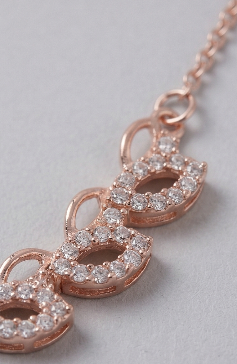 Rose Gold Floral Necklace & Earring Set – Crystal Drop Bridal Jewelry Set imitation