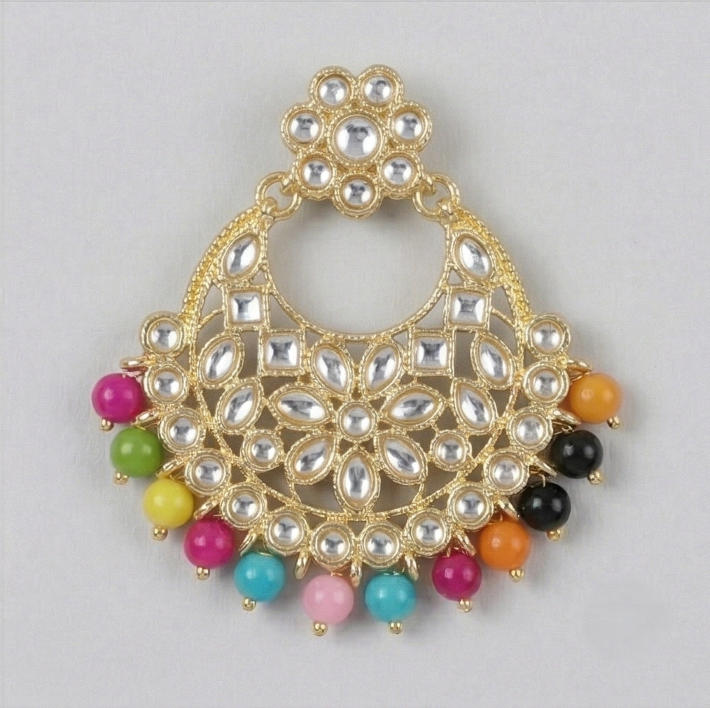 The Festive Carnival Heritage: 3-Piece Multi-Color Kundan Jewelry Set