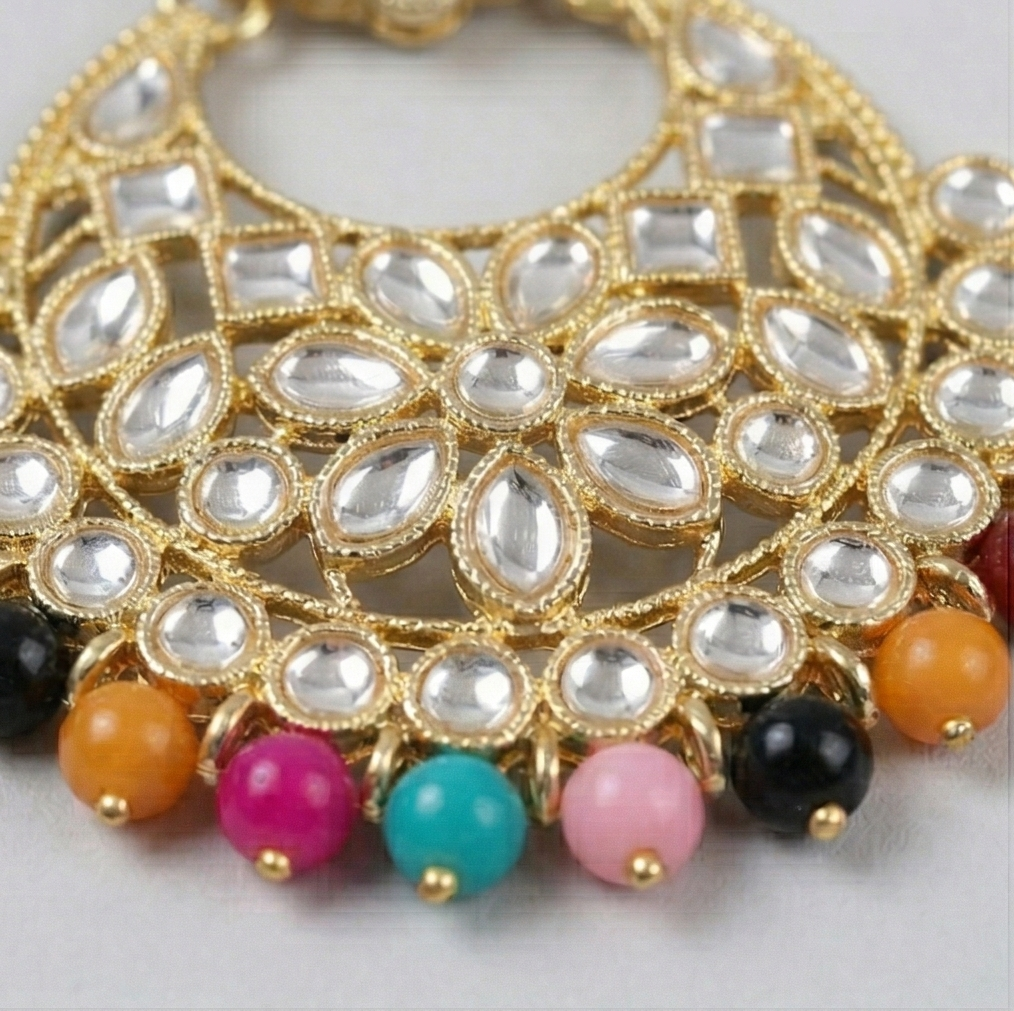 The Festive Carnival Heritage: 3-Piece Multi-Color Kundan Jewelry Set