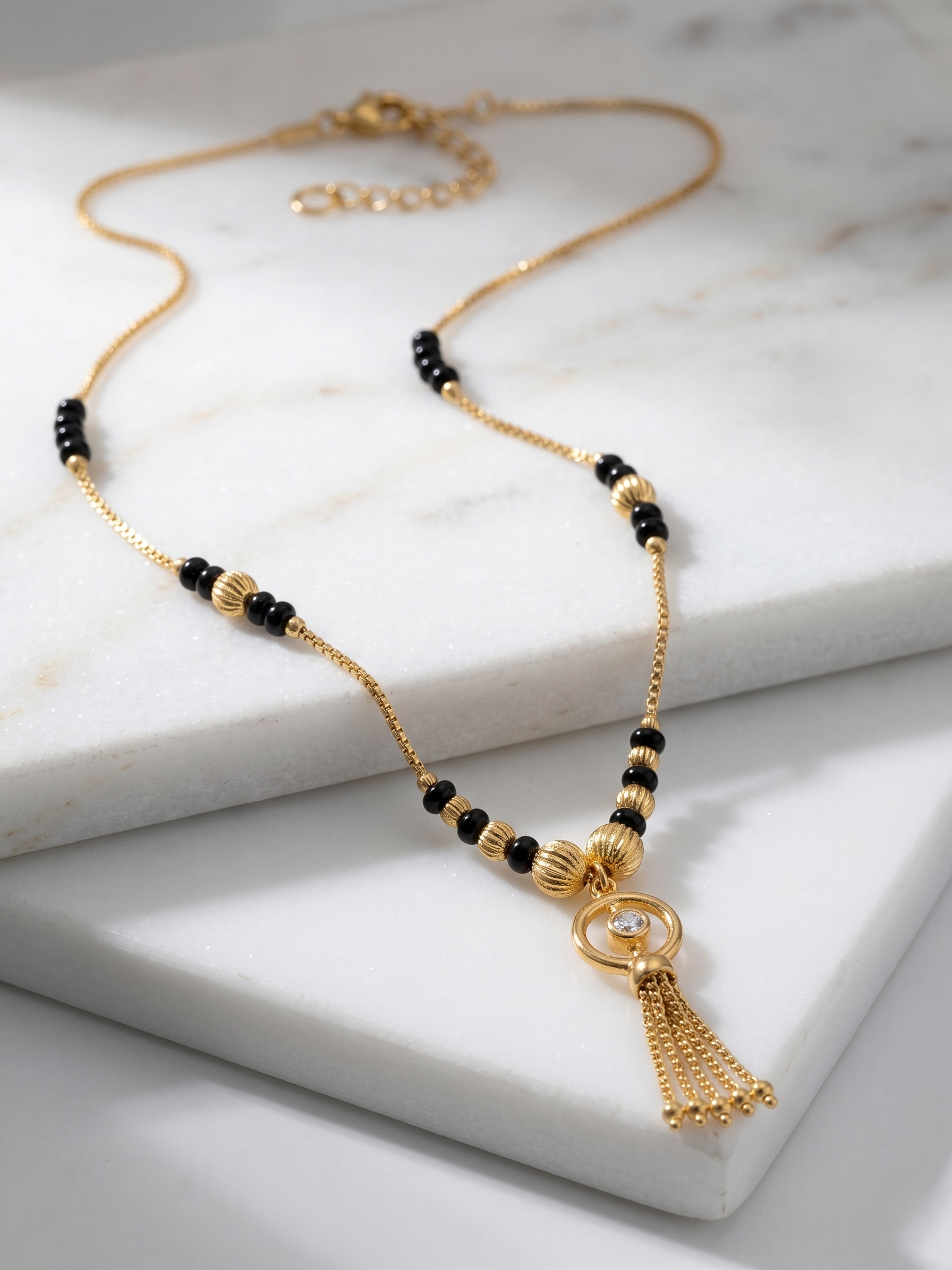 Imitation Gold Necklace with Black Beads – Wear Neck Traditional Design