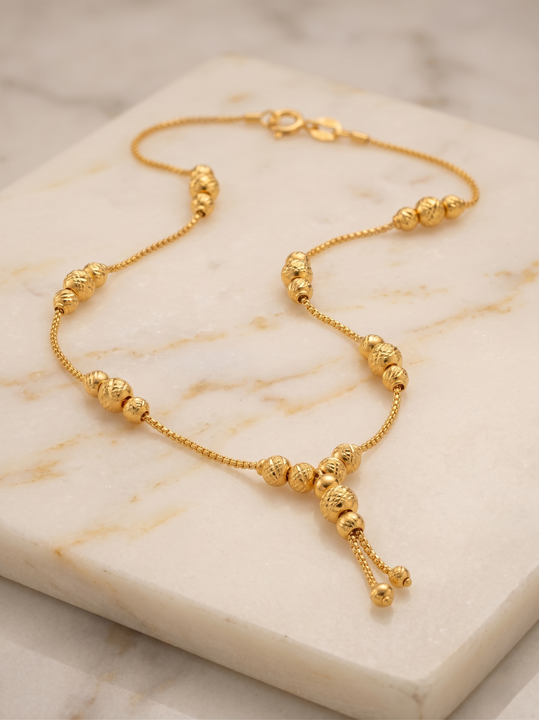 Elegant Gold-Plated Beaded Tassel Necklace for Women